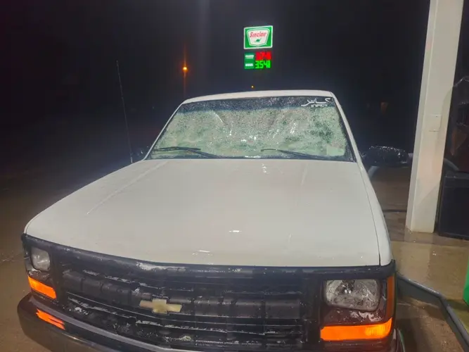 'I zigged when I should've zagged': Large hail smashes pickup windshield near Otis, Colorado